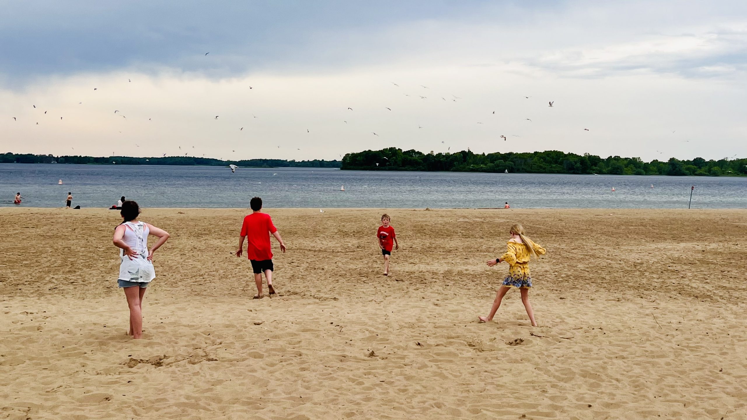 Kids playing at Barnhart Island Beach