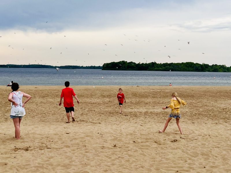 Kids playing at Barnhart Island Beach